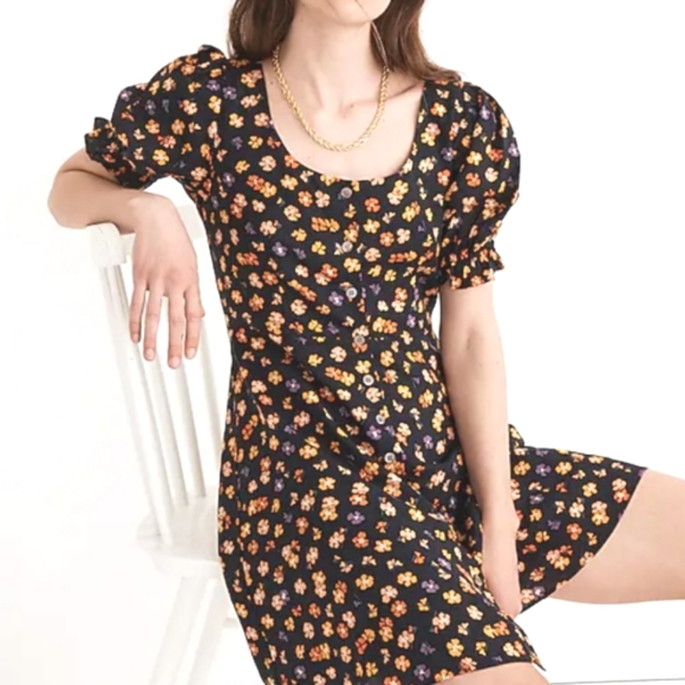 Madewell Floral Mini Dress Short Sleeve Happy Hibiscus